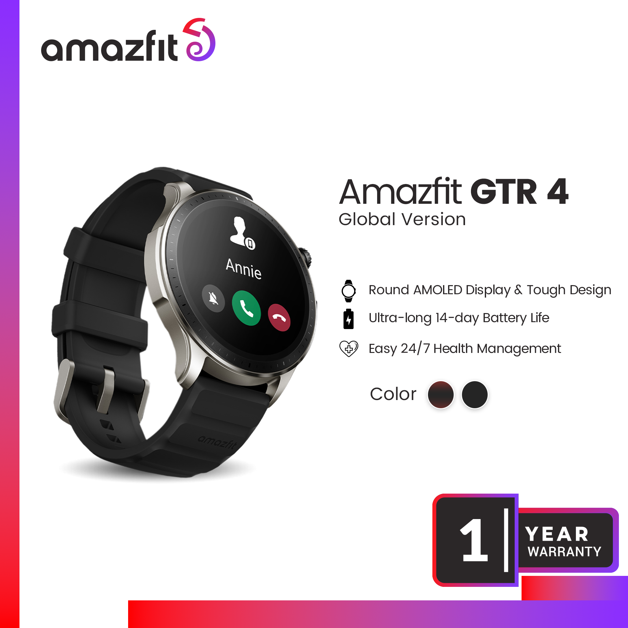Amazfit health top watch black