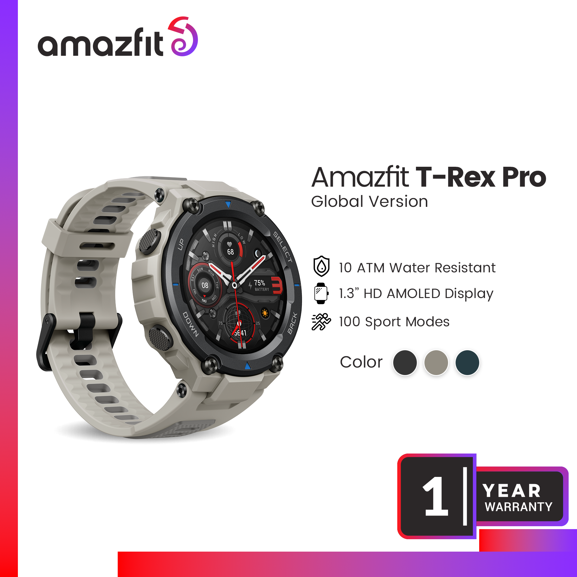 AMAZFIT T REX PRO Smartwatch Grey Remax Online Shop