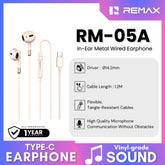 REMAX - RM-05A Type-C In-Ear Metal Wired Earphone - Beige
