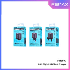 REMAX - U2 Digital PD+QC GAN Fast Charger ( 35W ) - Silver