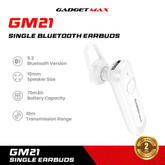 GADGET MAX - GM21 Single Bluetooth Headset - White
