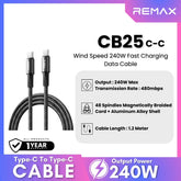 REMAX - CB25 C-C Wind Speed 240W Fast Charging Data Cable - Black