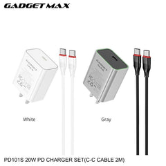 GADGET MAX - PD101S 20W PD Type-C Charger Set - Grey