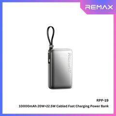 REMAX - RPP-19 10000mAh PD+QC Cable Power Bank (20W+22.5W) - Armor Silver
