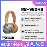 REMAX - RB-980HB ANC Noise Cancelling Bluetooth Wireless Headphone - Khaki