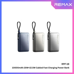 REMAX - RPP-19 10000mAh PD+QC Cable Power Bank (20W+22.5W) - Armor Silver