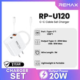 REMAX - RP-U120 20W Type-C to Type-C Charger Set - White