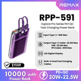 REMAX RPP-591 Explore Pro Series 10000mAh PD+QC Fast Charging Power Bank(PD 20W+QC 22.5W) - Purple