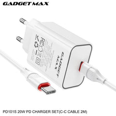 GADGET MAX - PD101S 20W PD Type-C Charger Set - White