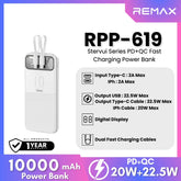 REMAX RPP-619 Stervui Series 10000mAh PD+QC Fast Charging Power Bank(PD 20W+QC 22.5W) - White