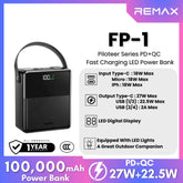 REMAX - FP-1 Piloteer Series 100000mAh PD+QC Fast Charging LED Power Bank ( PD 27W + QC 22.5W ) - Black