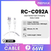 REMAX - RC-C092A Leya Series USB to Type-C Fast Charging Data Cables (66W) - White