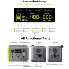 FOSSiBOT - F800 Portable Power Station ( 800W 512Wh ) - Green