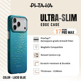 PITAKA - iPhone 17 Pro Max Case ( Glints of Gold Ultra-Slim ) - Lucid Blue