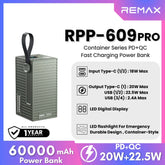 REMAX - RPP-609 PRO 60000mAh Container Series PD+QC Fast Charging Power Bank ( 20W+22.5W ) - Green