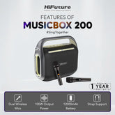 HiFuture - Music Box 200 Bluetooth Wireless Speaker ( 100W ) - Black