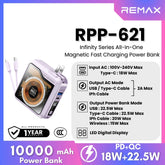 REMAX RPP-621 Infinity Series 10000mAh PD+QC Magnetic Wireless Power Bank(PD 20W+QC 22.5W) - Purple