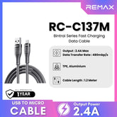 REMAX RC-C137M Bintrai Series 2.4A Fast Charging Data Cable For Micro (1.2M) -Grey