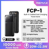 REMAX - FCP-1 10000mAh Built-In Cabled Fast Charging Power Bank ( PD20W + QC22.5W ) - Black