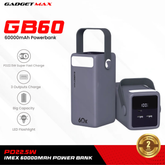 Gadget Max GB60 iMEX Series 60000mAh PD +QC Fast Charging Power Bank(PD 22.5W) - Grey