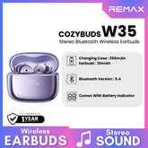 REMAX - COZYBUDS W35 Stereo Bluetooth Wireless Earbuds - Purple