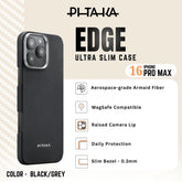 PITAKA - iPhone 16 Pro Max Case ( Ultra Slim ) - Black/Grey