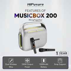 HiFuture - Music Box 200 Bluetooth Wireless Speaker ( 100W ) - Silver
