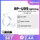 REMAX - RP-U95 Lightning Kiddy Series Travel Charger Set (2.4A) - White