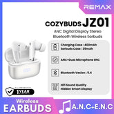 REMAX - COZYPODS JZ01 ANC Digital Display Bluetooth Wireless Earbuds - White