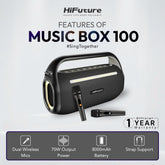 HiFuture - Music Box 100 Bluetooth Wireless Speaker ( 70W ) - Black