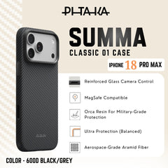 PITAKA - Classic 01 Summa Case For iPhone 18 Pro Max - Black/Grey
