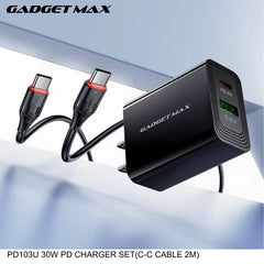 GADGET MAX - PD103U 30W PD (USB-A+USB-C) Charger Set - Black