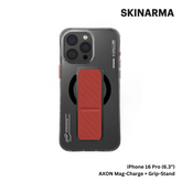 SKINARMA - iPhone 16 Pro 6.3" AXON Mag-Charge and Grip-Stand Case - Black