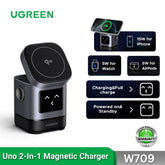 UGREEN - W709 Uno 2-In-1 Wireless Magnetic Charger (Qi2 | 15W) - Black/Grey