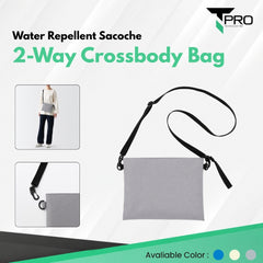 2-Way Water Repellent Sacoche Crossbody Bag - Grey
