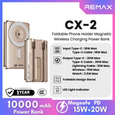 REMAX - CX-2 10000mAh Foldable Magnetic Wireless Charging Power Bank (PD22.5W+Magsafe15W) - Gold
