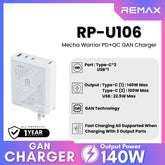 REMAX - RP-U106 Mecha Warrior GAN Adapter ( 140W ) - White