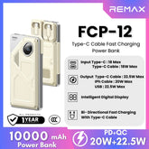 REMAX - FCP-12 10000mAh Fast Charging Cabled Power Bank ( PD20W+QC22.5W ) - Beige