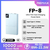 REMAX - FP-8 10000mAh Ultra Thin Fast Charging Power Bank (PD20W+QC22.5W) - Blue