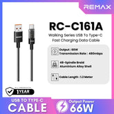 REMAX - RC-C161A A-C Walking Series USB to Type-C Fast Charging Data Cable ( 66W ) - Black