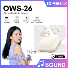 REMAX - OWS-26 Clip-on wireless music and talk WIreless Earbuds - White