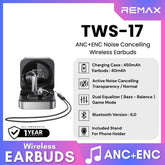 REMAX - TWS-17 ANC+ENC Dual Equalizer Noise Cancelling Bluetooth Wireless Earbuds - Black