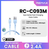 REMAX - RC-C093M Leya Series USB to Micro Fast Charging Data Cable (2.4A) - Blue