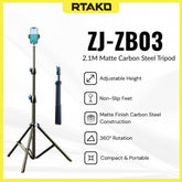 RTAKO - ZJ-ZB03 2.1M Matte Finish Carbon Steel Tripod