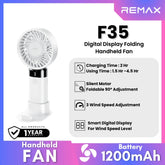 REMAX F35 Digital Display Folding Handheld Fan - White