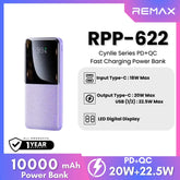 REMAX RPP-622 Cynlle Series 10000mAh PD+QC Fast Charging Power Bank(PD 20W+QC 22.5W) - Purple