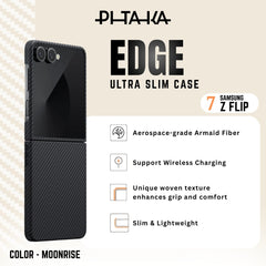 PITAKA - Ultra Slim ( Edge ) Case For Samsung Z Flip 7 - Black / Grey