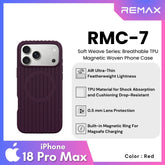 REMAX - RMC-7 iPhone 18 Pro Max / iPhone 17 Pro Max Case ( Soft Weave Series Breathable TPU Magnetic Woven ) - Red