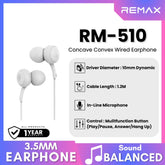 REMAX - RM-510 Concave Convex 3.5mm Wired Earphone - White