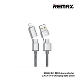 REMAX RC-020T Aurora Series 2.4A 4-in-1 Charging Data Cable - Silver